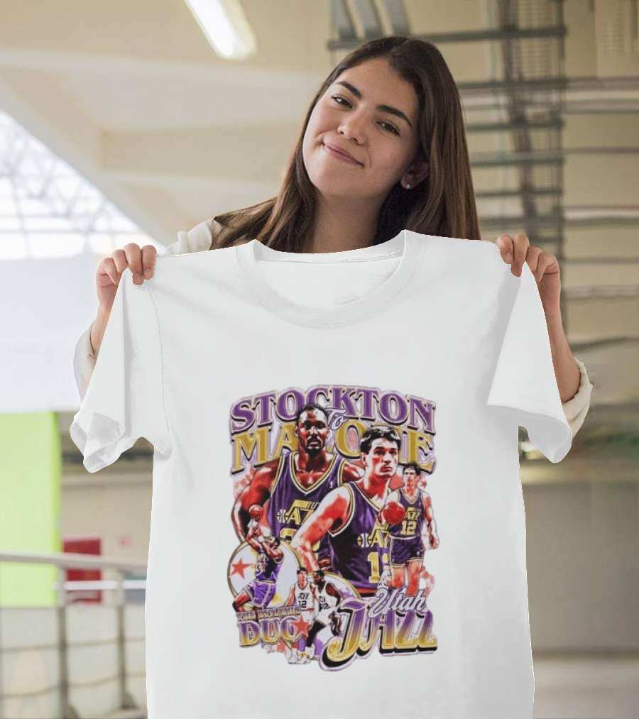 Stockton To Malone Utah Jazz Dynamic Duo Basketball Legends T-Shirt