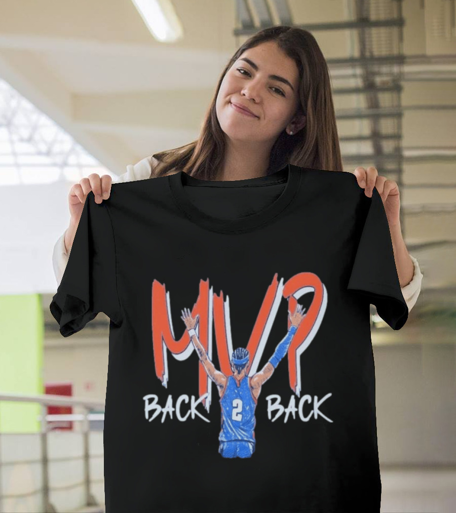 Shai Gilgeous Alexander SGA Back 2 Back MVP Basketball Star Number 2 T-Shirt
