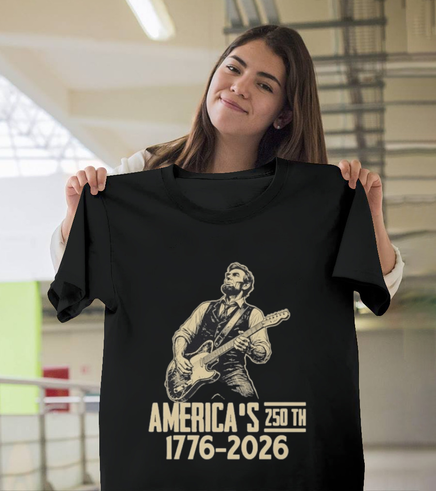 Abraham Lincoln Rocks Guitar America's 250th 1776 2026 T-Shirt