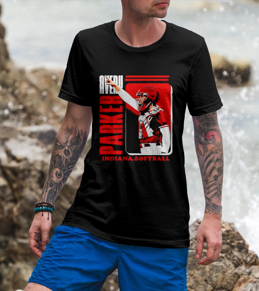 Avery Parker Indiana Softball Catcher Player Red And White Uniform T-Shirt