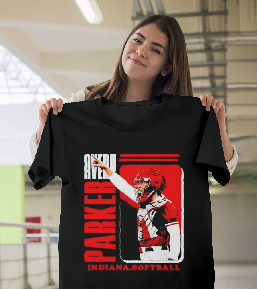 Avery Parker Indiana Softball Catcher Player Red And White Uniform T-Shirt