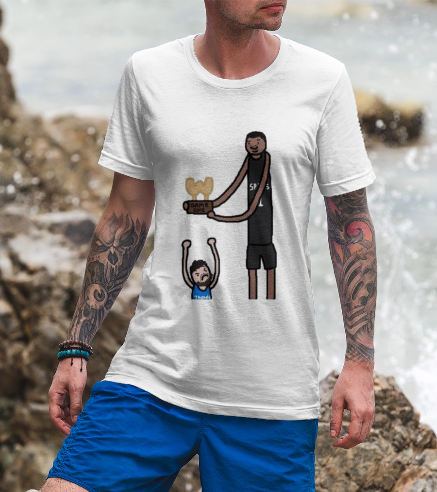 Spurs Victor Wembanyama Game One Vs Thunder Basketball Cartoon T-Shirt
