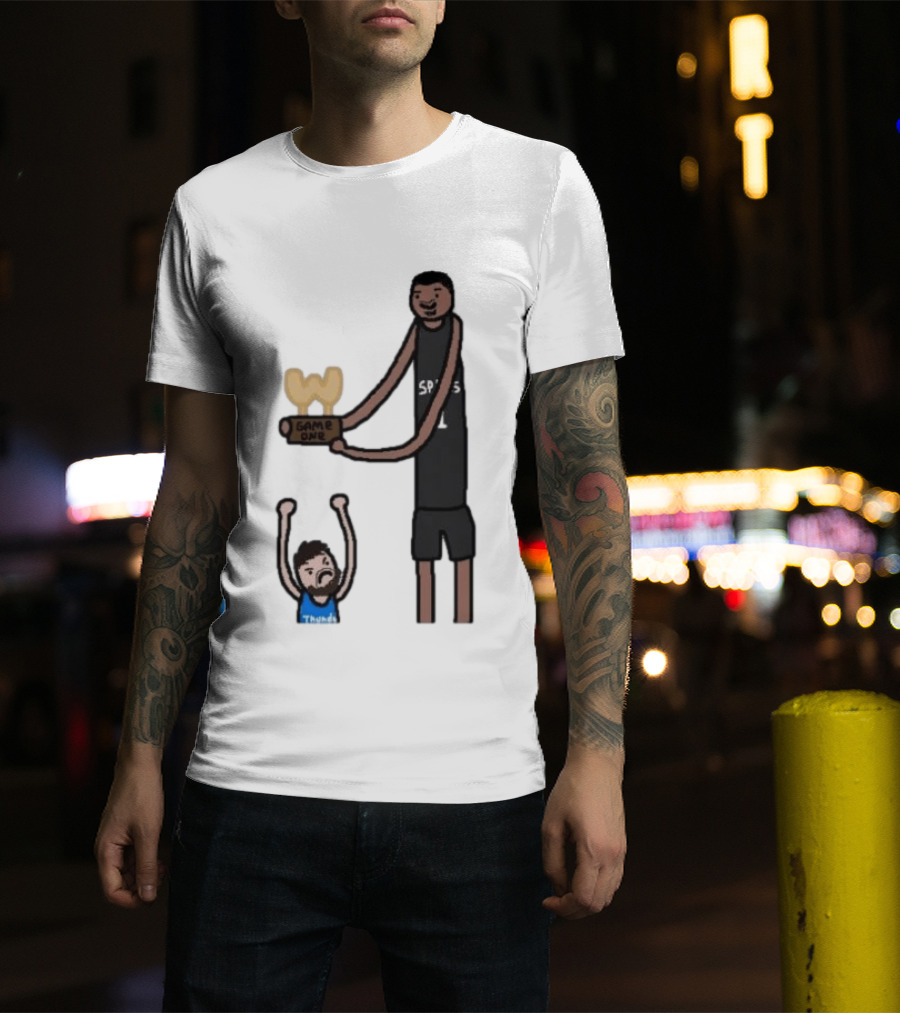 Spurs Victor Wembanyama Game One Vs Thunder Basketball Cartoon T-Shirt