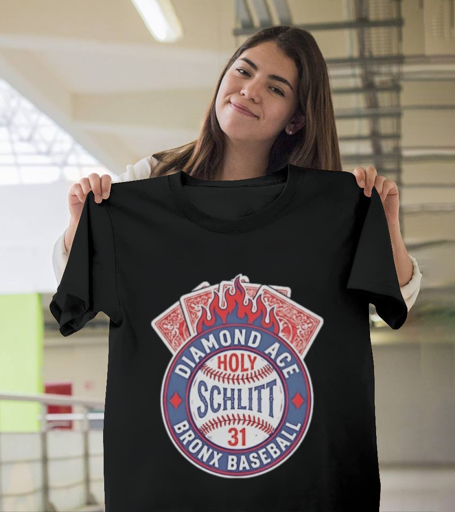 Diamond Ace Holy Schlitt Bronx Baseball 31 Cards Flame T-Shirt