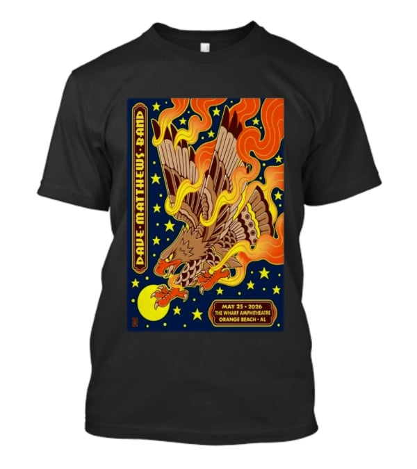 Dave Matthews Band May 25 2026 The Wharf Amphitheatre Orange Beach AL Eagle Stars Flames T-Shirt