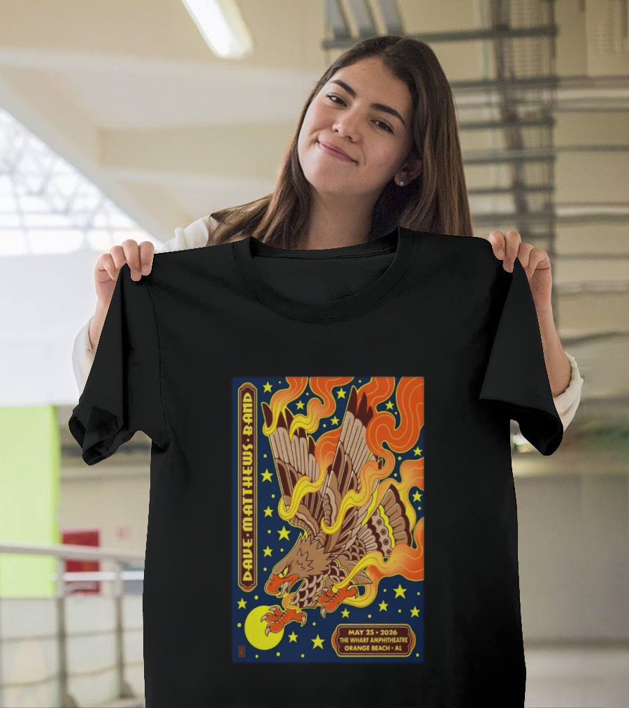 Dave Matthews Band May 25 2026 The Wharf Amphitheatre Orange Beach AL Eagle Stars Flames T-Shirt