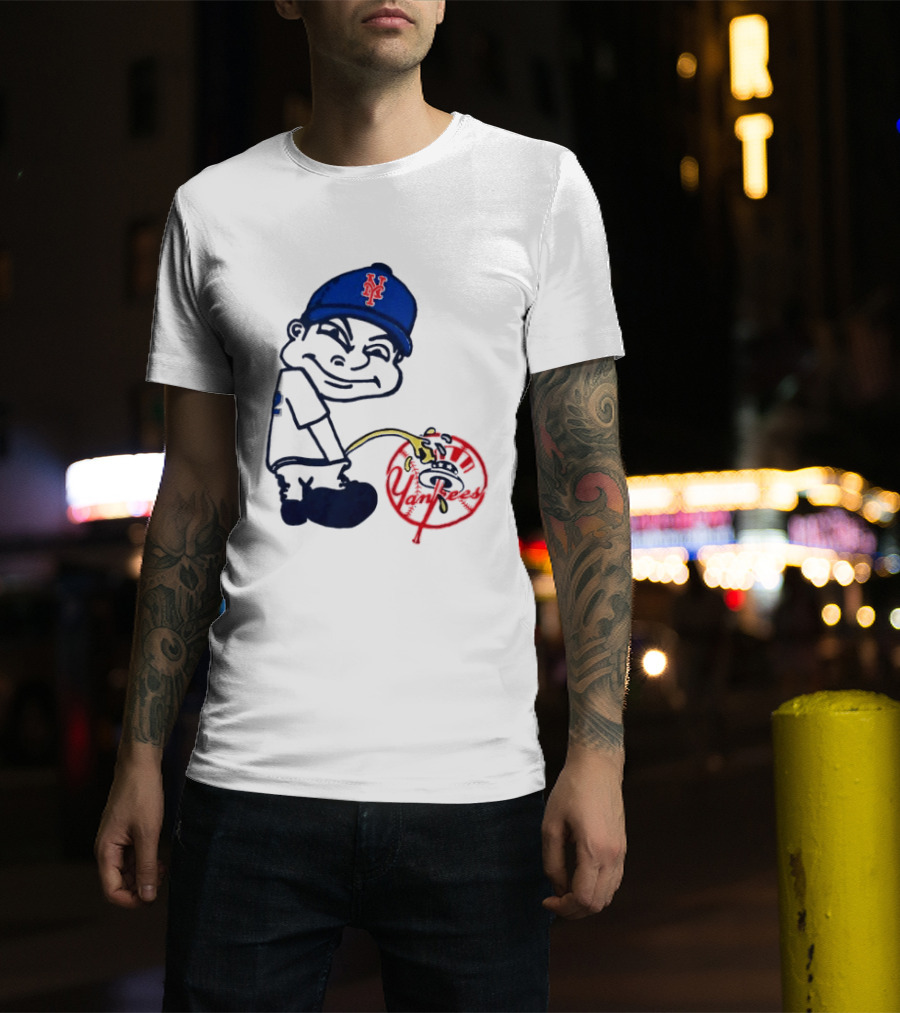 New York Mets Fans Rivalry Yankees Humorous Cartoon T-Shirt