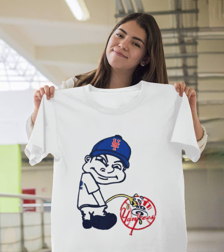 New York Mets Fans Rivalry Yankees Humorous Cartoon T-Shirt