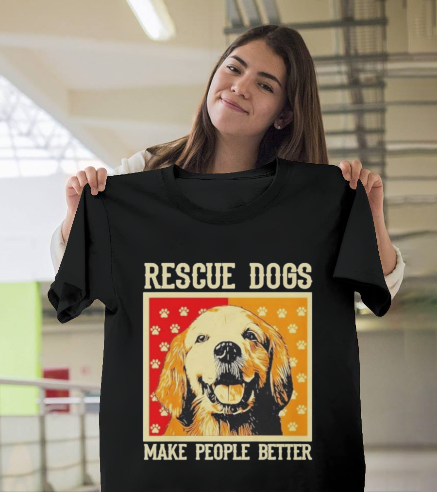Rescue Dogs Make People Better Paw Print T-Shirt