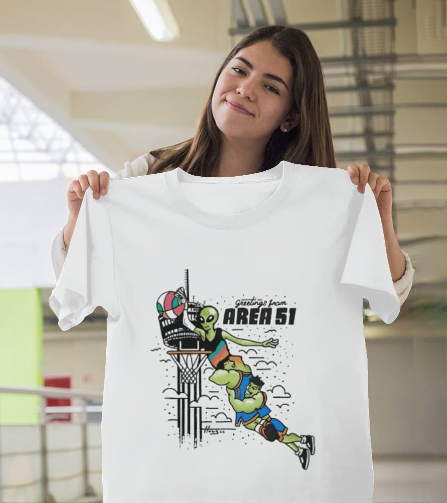 Victor Wembanyama Alien Greetings From Area 51 Basketball Dunk Scene T-Shirt