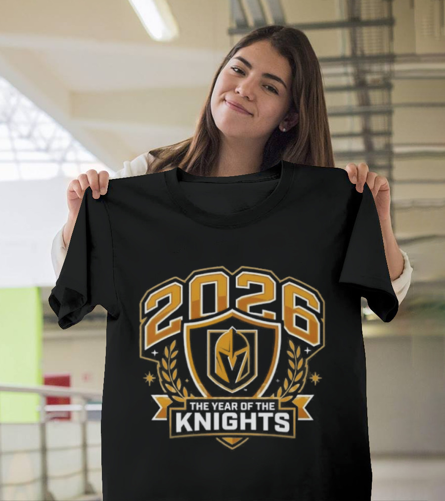 2026 Vegas Golden Knights The Year Of The Knights Vintage Shield T-Shirt