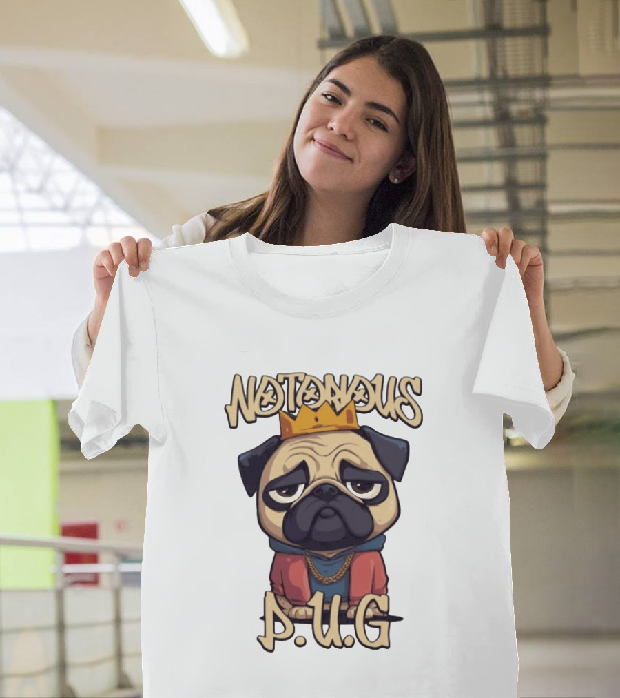Notorious Pug Iconic Crowned Cartoon 90s Rap T-Shirt