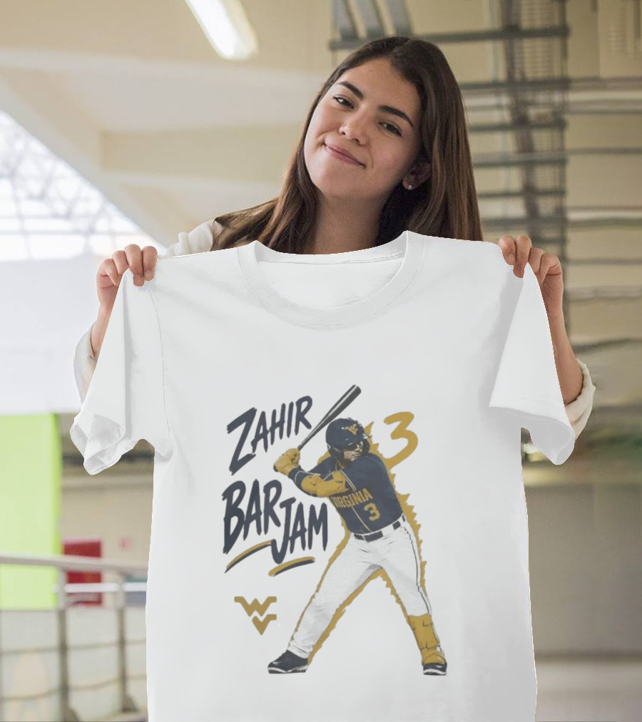 Zahir Barjam West Virginia Baseball Number 3 Sports Fan T-Shirt