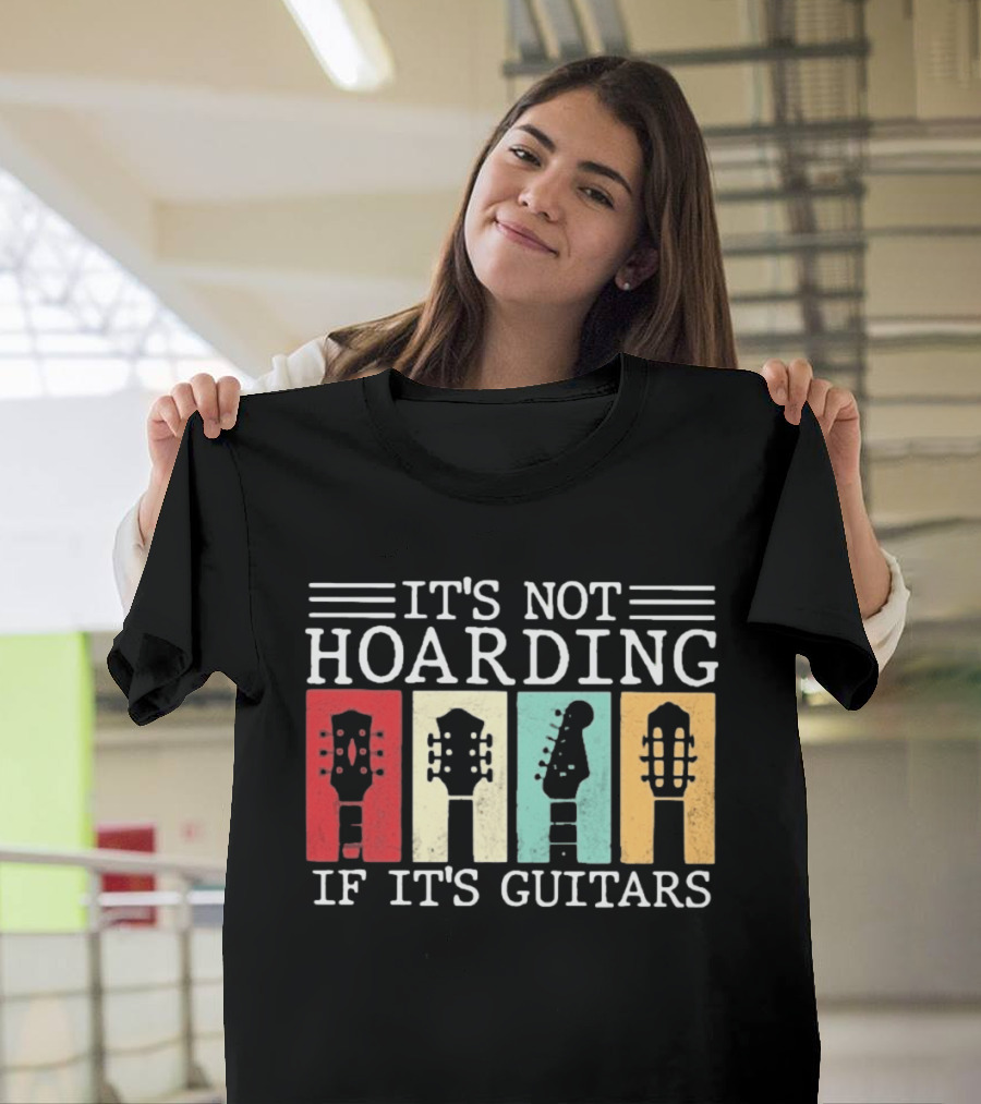 It's Not Hoarding If It's Guitars Headstock Collage T-Shirt
