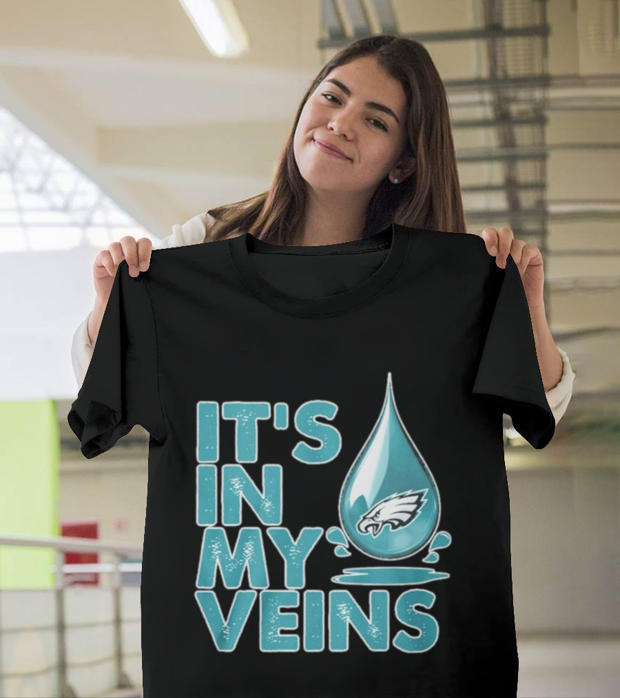 Philadelphia Eagles It's In My Veins Dripping Logo Fan Pride T-Shirt