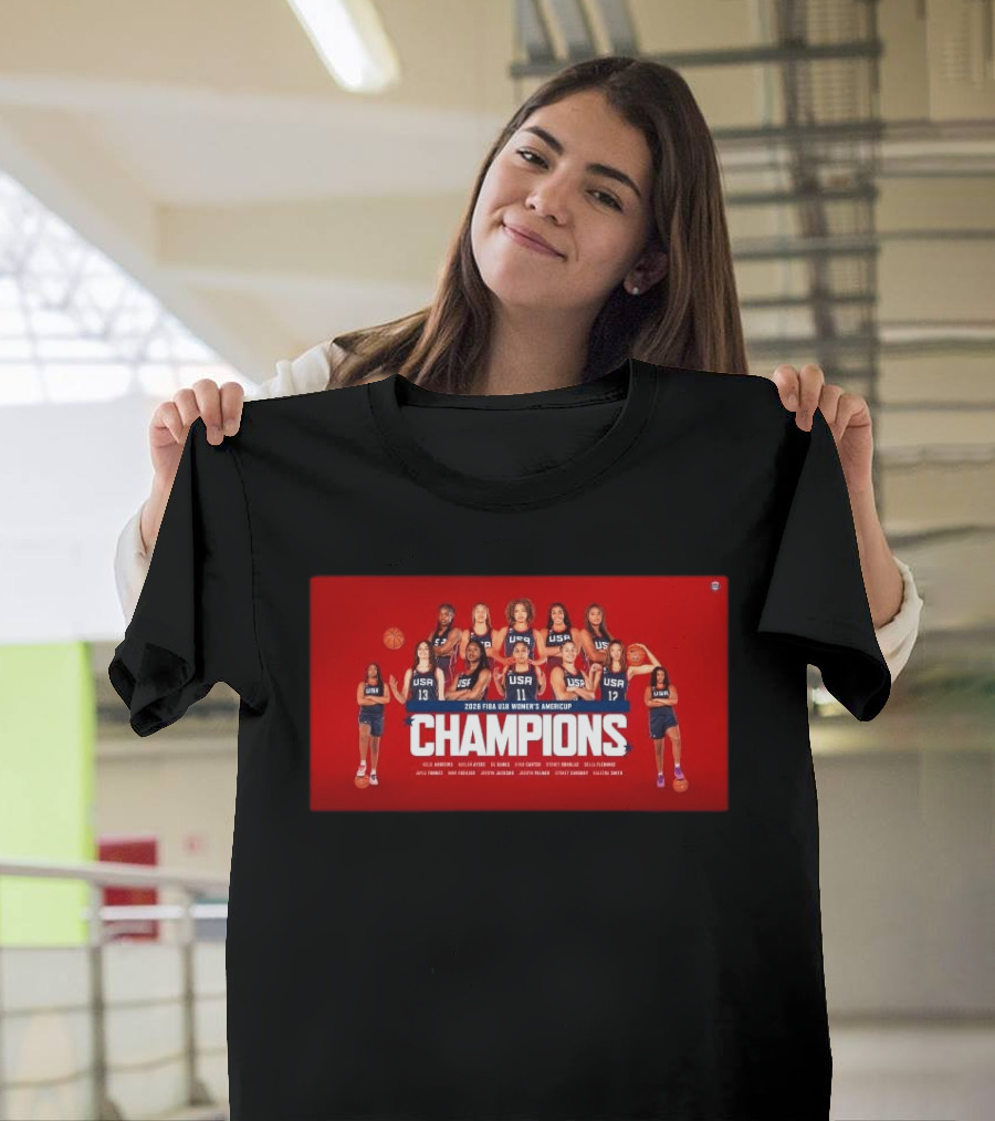 2026 FIBA U18 Women's AmeriCup Champions USA Victory Over Canada 90 72 For 12th Gold T-Shirt