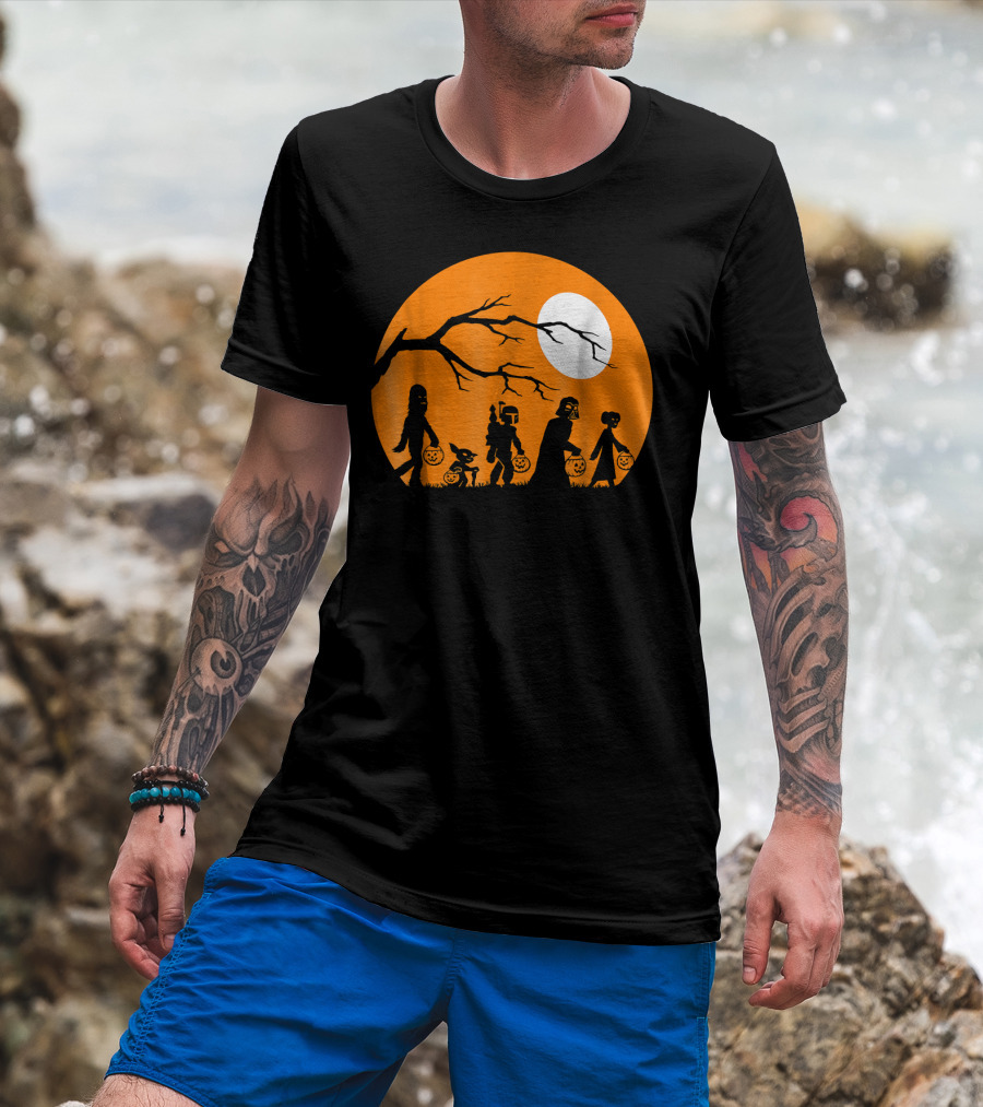 Shop Halloween Online Trick Or Treat Sci-Fi Silhouettes Moon T-Shirt