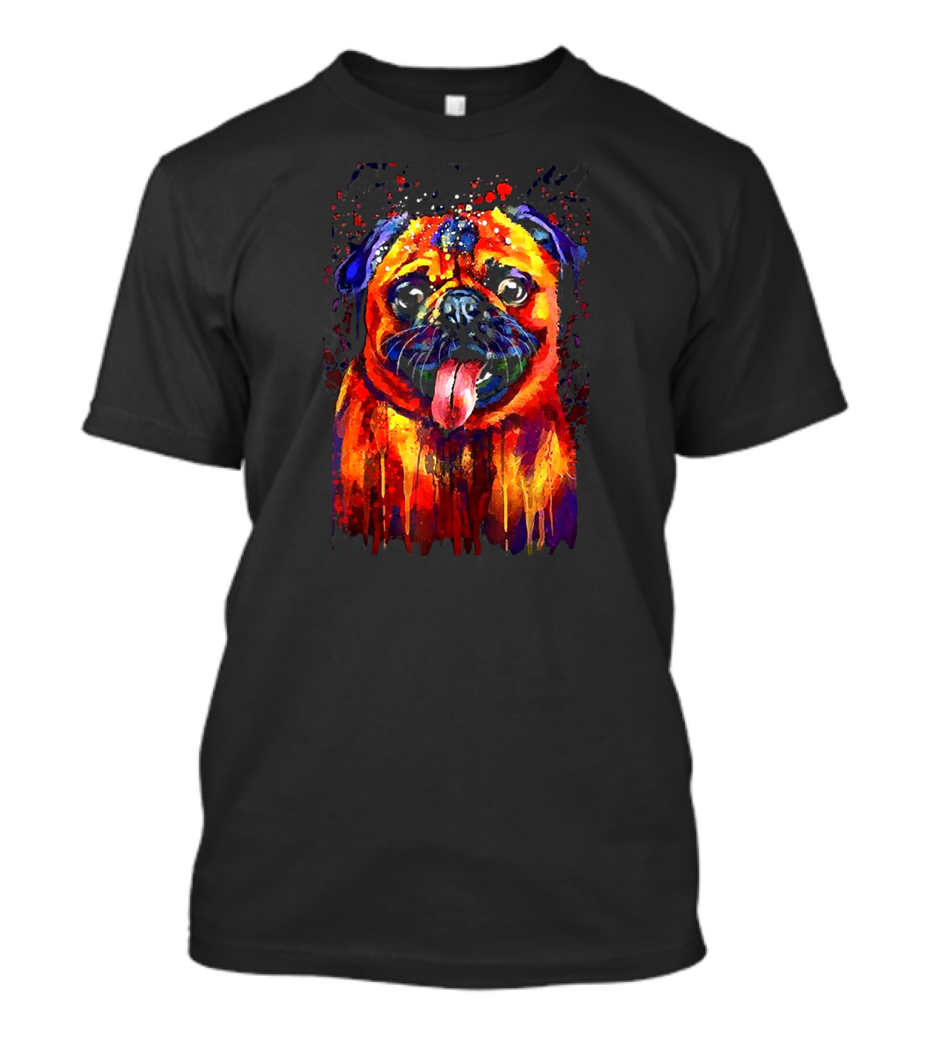 Vibrant Watercolor Pug Design For Enthusiasts T-Shirt