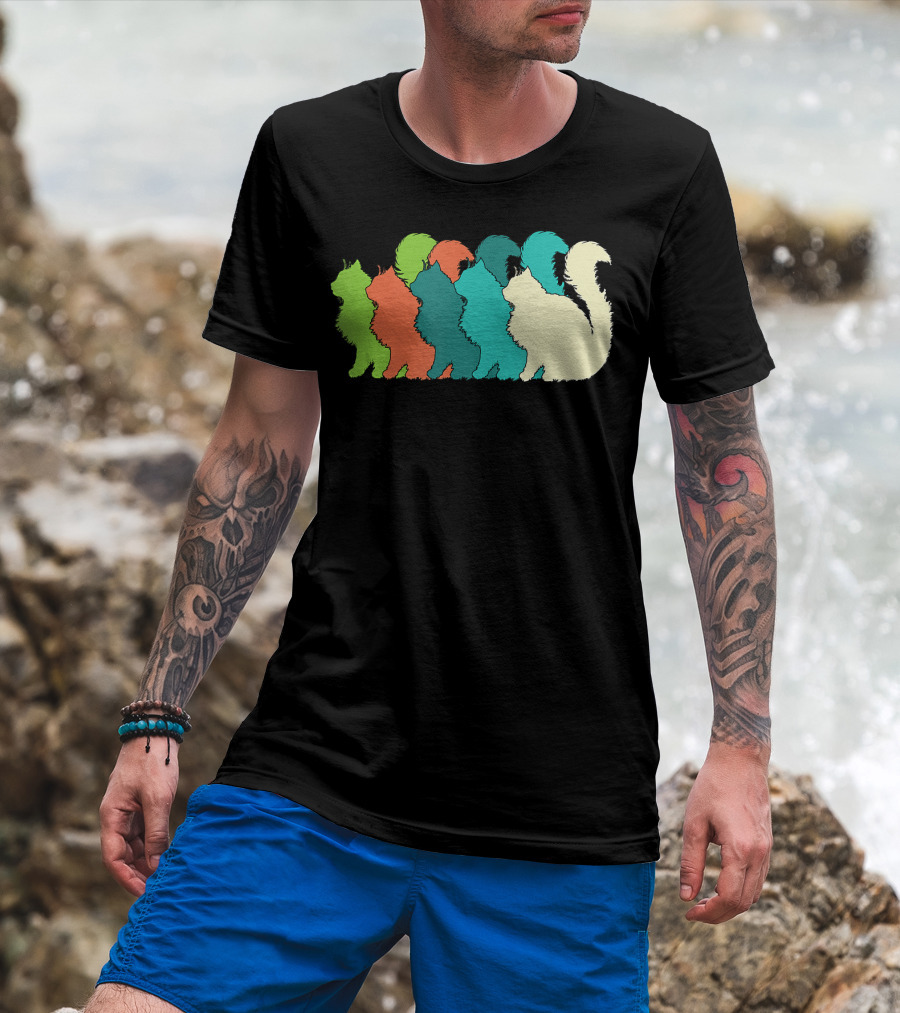 Cat Silhouettes For The Love Of Cats Womens Girls Cat Lover T-Shirt