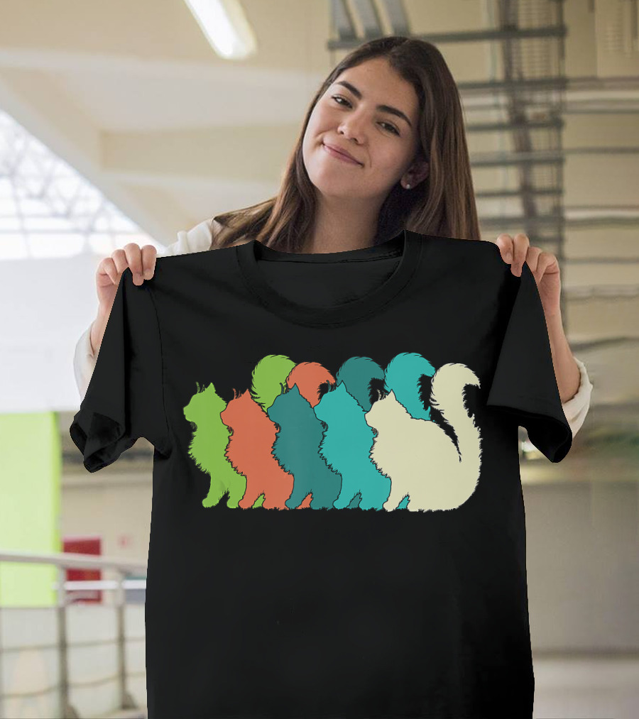 Cat Silhouettes For The Love Of Cats Womens Girls Cat Lover T-Shirt