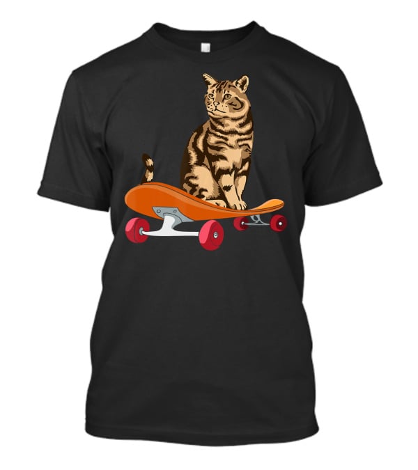 Funny Cat Skateboarding Animal Lover T-Shirt