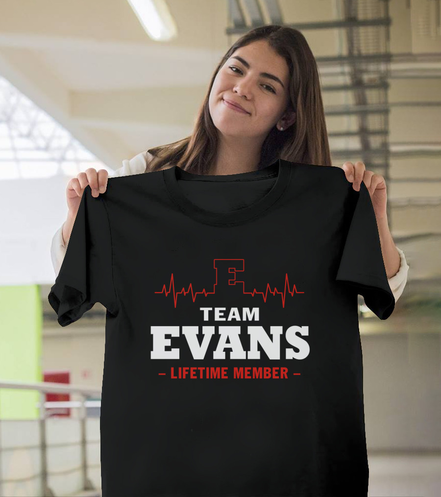 Team Evans Lifetime Member EKG Heartbeat T-Shirt