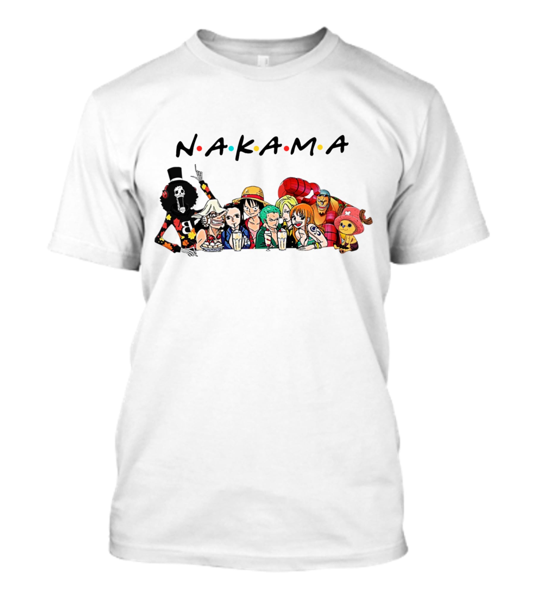 Nakama One Piece Friends Tv Show Parody Characters T-Shirt