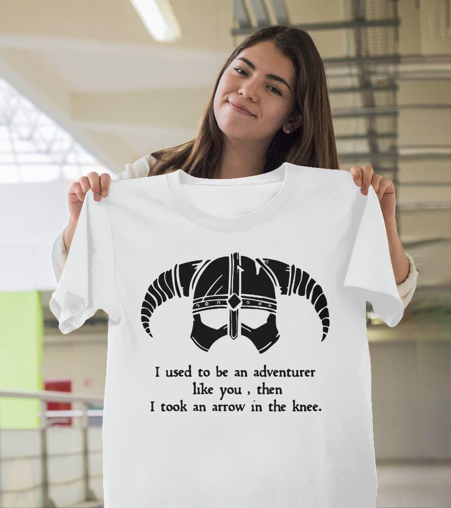 Jonesyspacecat I Used To Be An Adventurer Like You Then I Took An Arrow In The Knee Helmet T-Shirt