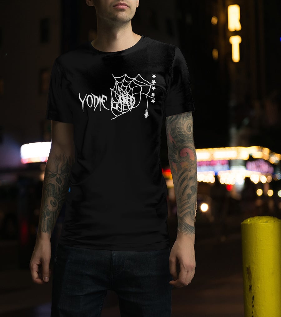Yodie Land Spider Web Stars Black White T-Shirt