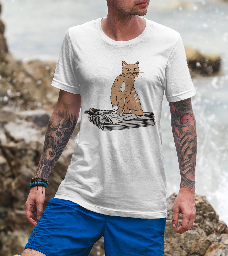 New York Post Cat On Newspaper Stack T-Shirt