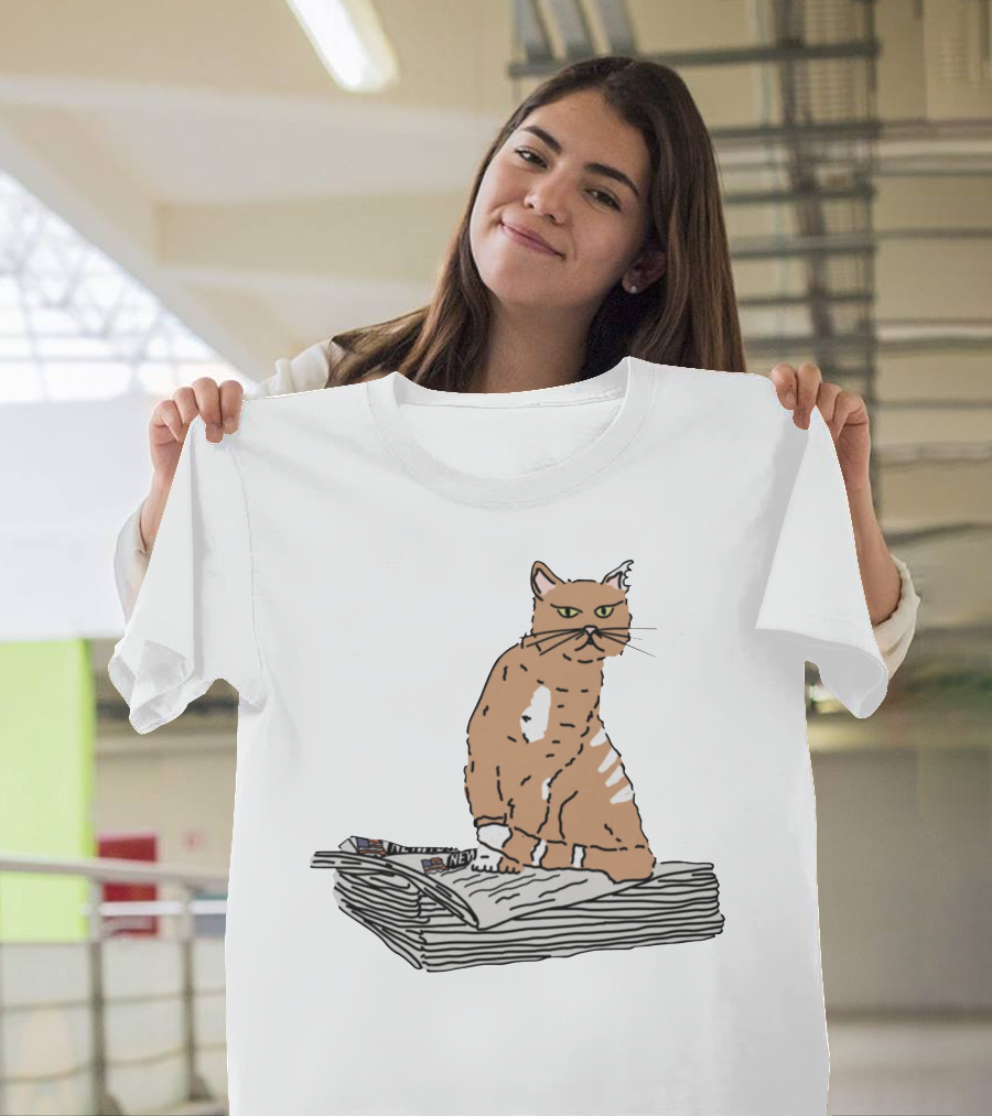 New York Post Cat On Newspaper Stack T-Shirt