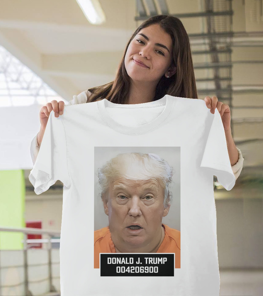 Donald J. Trump 004206900 Mugshot Parody in Orange T-Shirt
