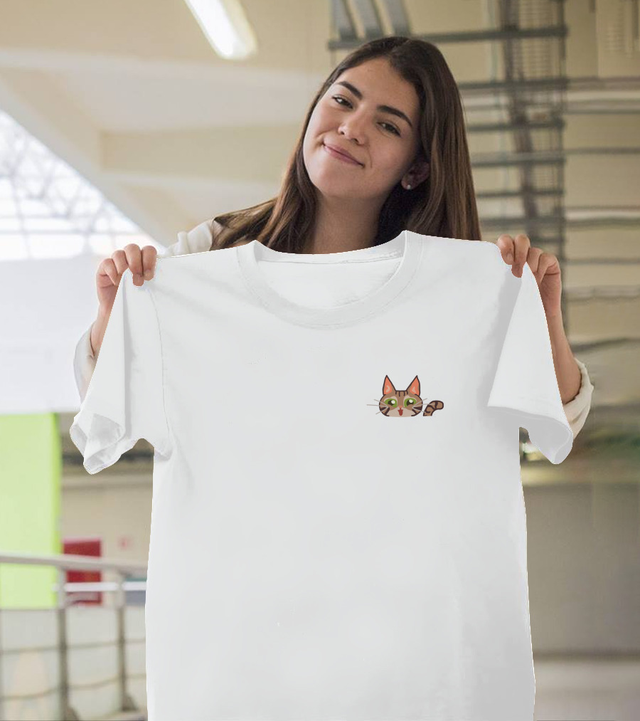 Pocket Maui Cat Peeking Out T-Shirt