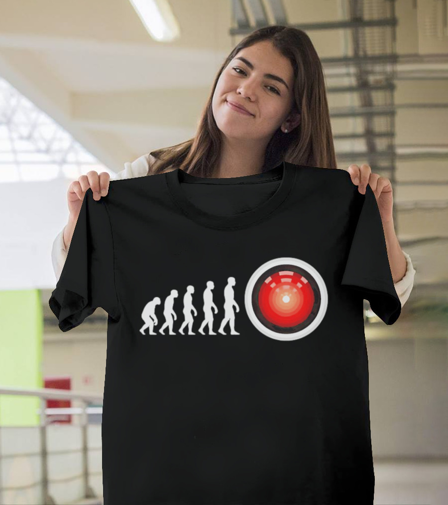 Human Evolution To HAL 9000 AI 2001 Space Odyssey Humor T-Shirt