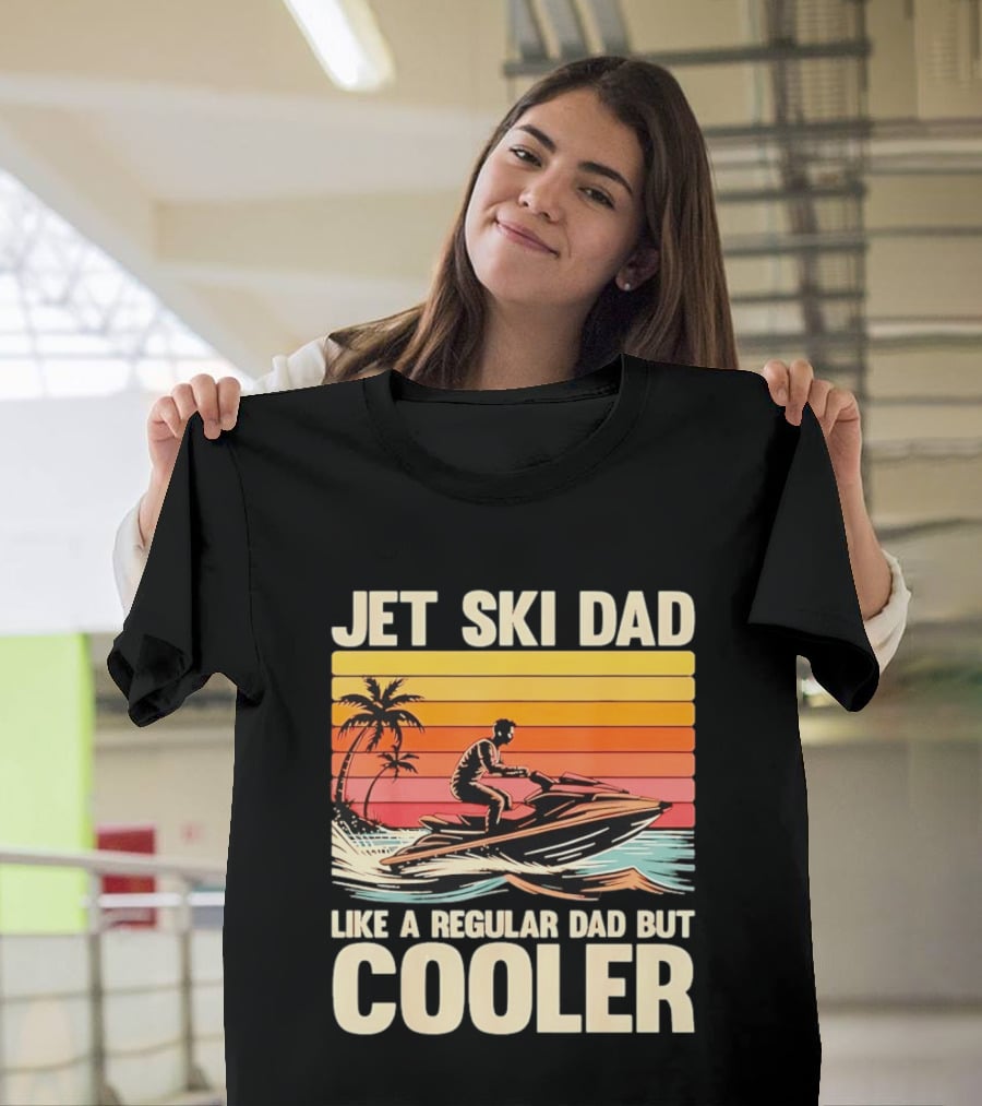 Jet Ski Dad Like A Regular Dad But Cooler Tropical Sunset Adventure T-Shirt