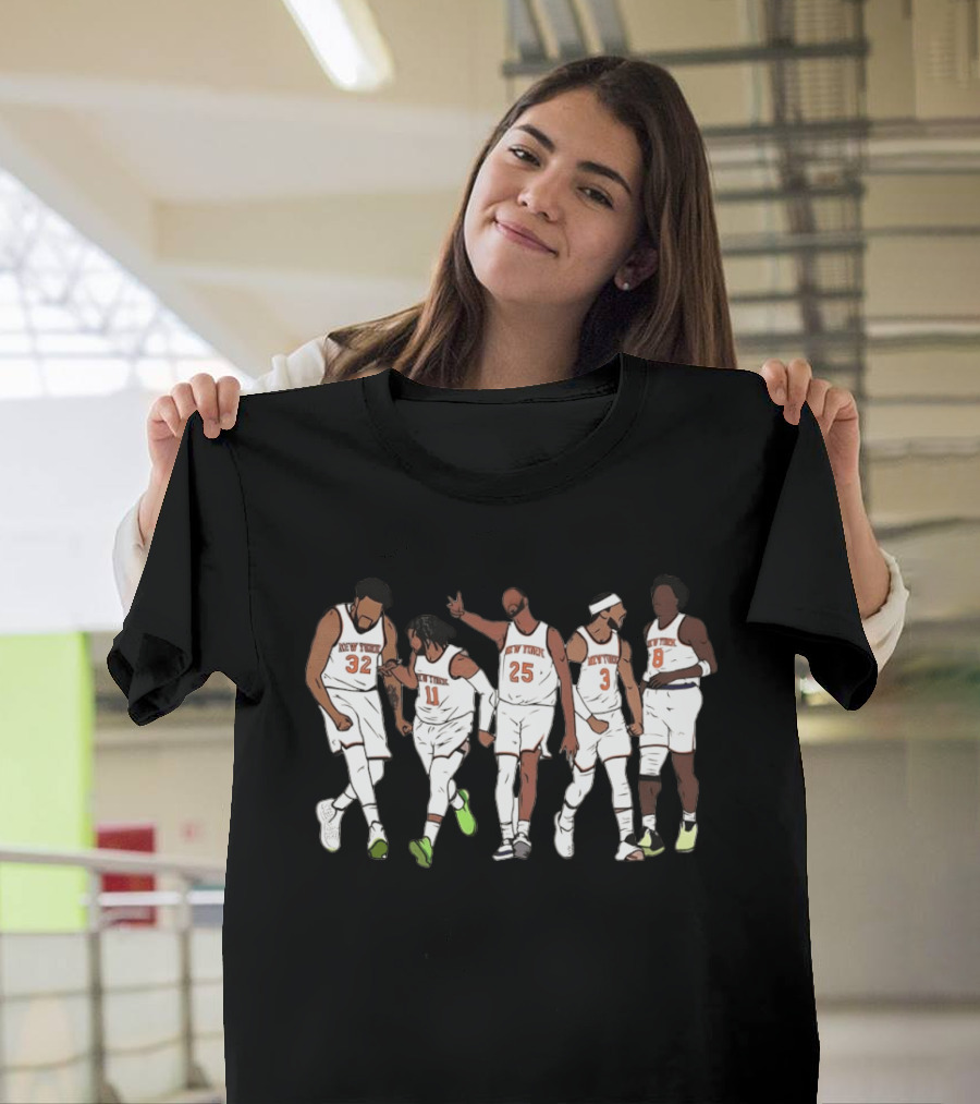 New York Basketball Starting Five Brunson Towns Bridges Hart Anunoby T-Shirt
