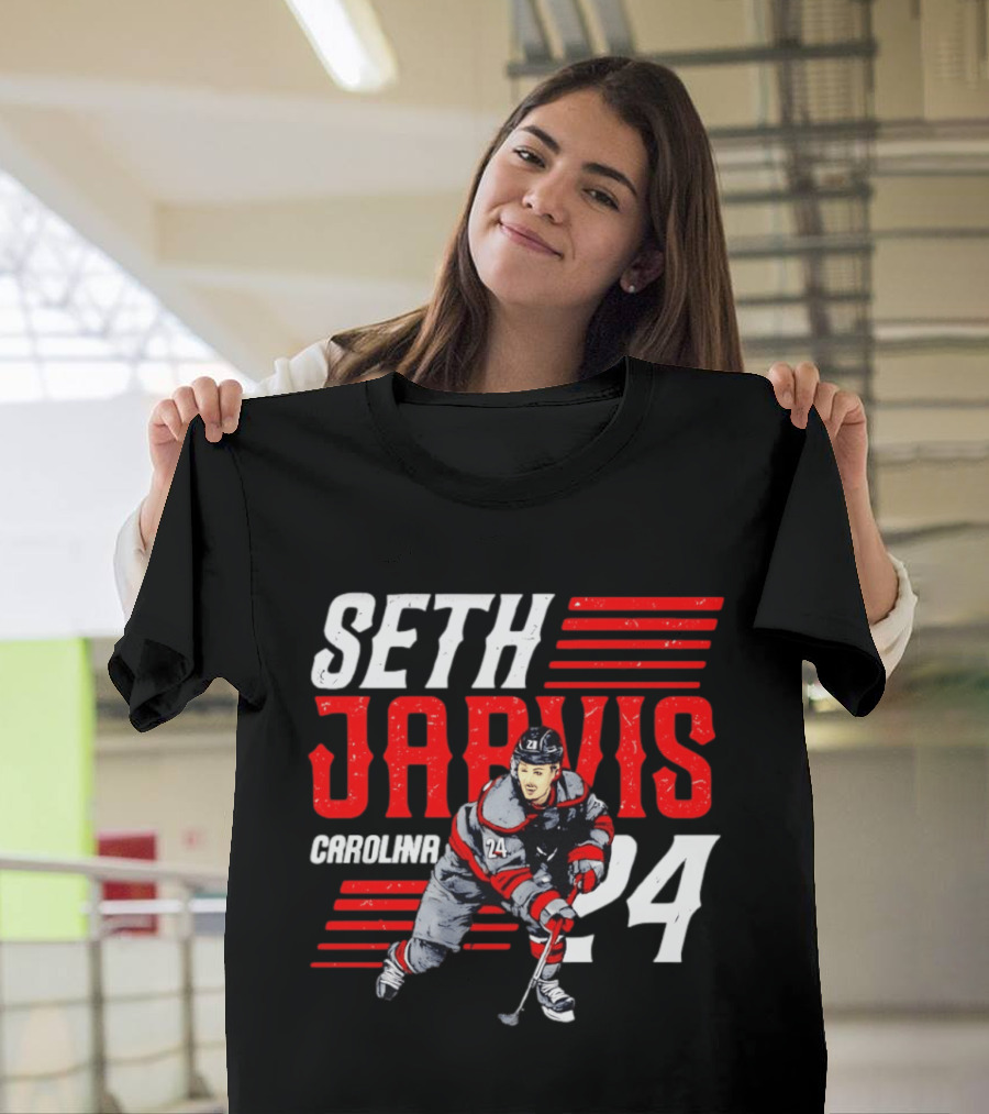 Seth Jarvis 24 Carolina Hurricanes Hockey Player T-Shirt