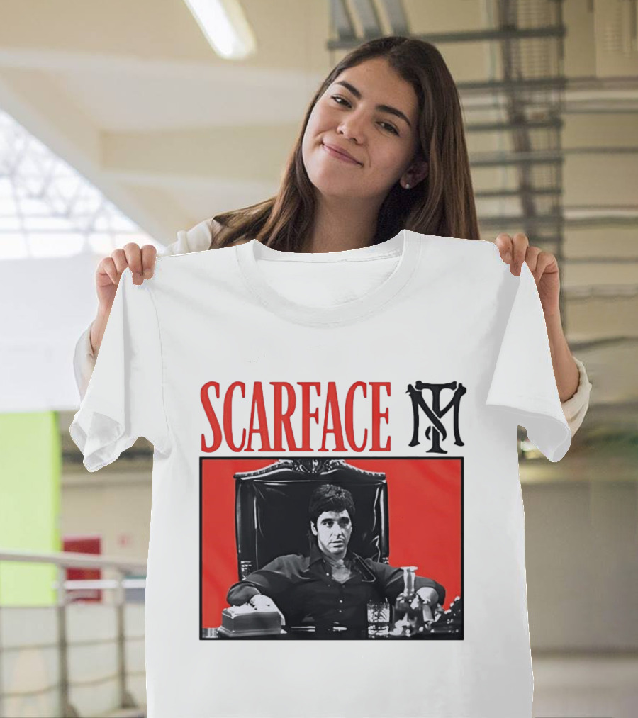 Scarface Tony Montana Al Pacino Iconic Scene Red T-Shirt