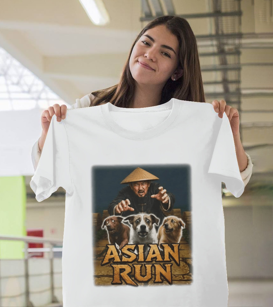 Asian Run Dogs With Traditional Hat Man T-Shirt