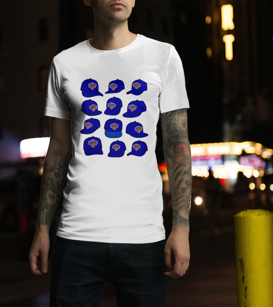 New York Knicks Blue Caps Collection With Iconic Basketball Team T-Shirt