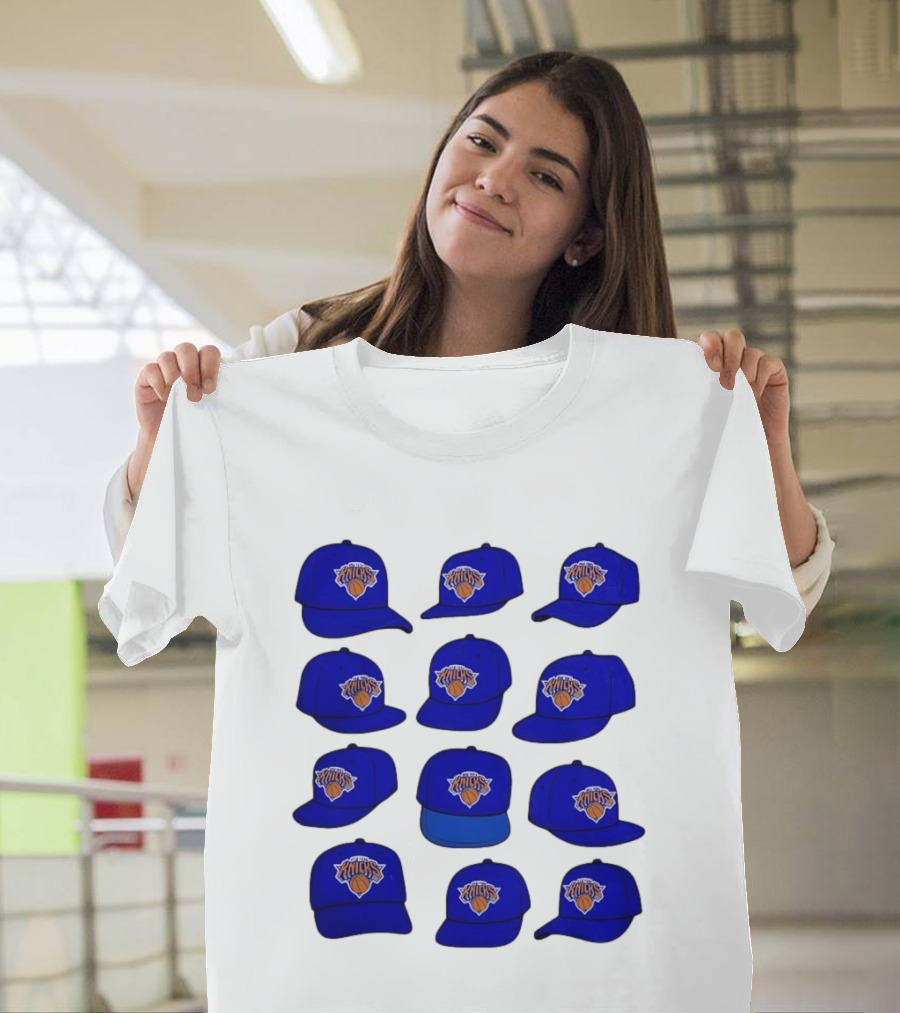 New York Knicks Blue Caps Collection With Iconic Basketball Team T-Shirt