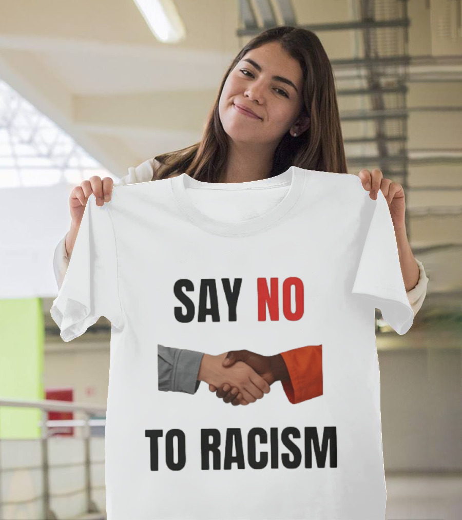 Say No To Racism Black White Handshake Solidarity T-Shirt