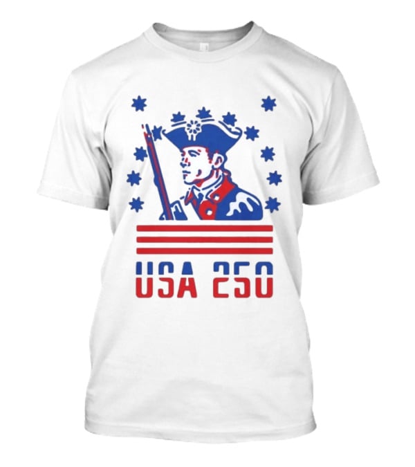USA 250 Patriot America 250th Anniversary Revolutionary Soldier Stars Stripes T-Shirt