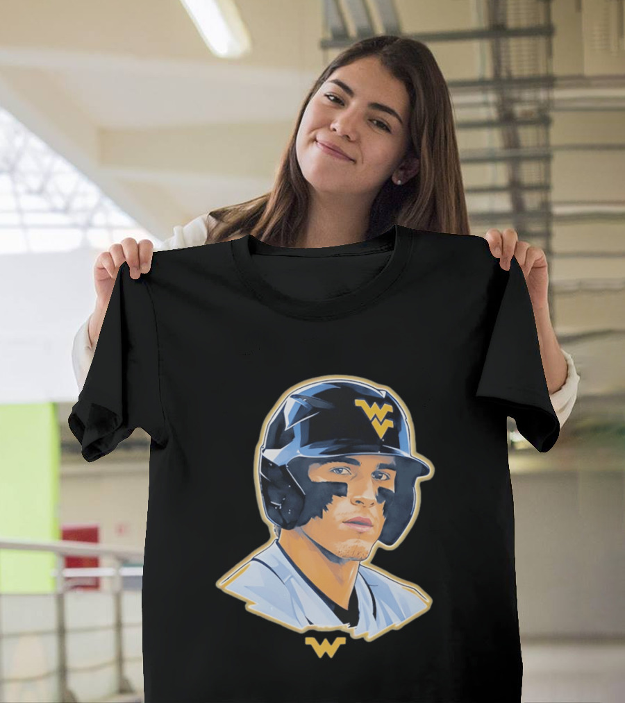 West Virginia Baseball Player Helmet WV T-Shirt