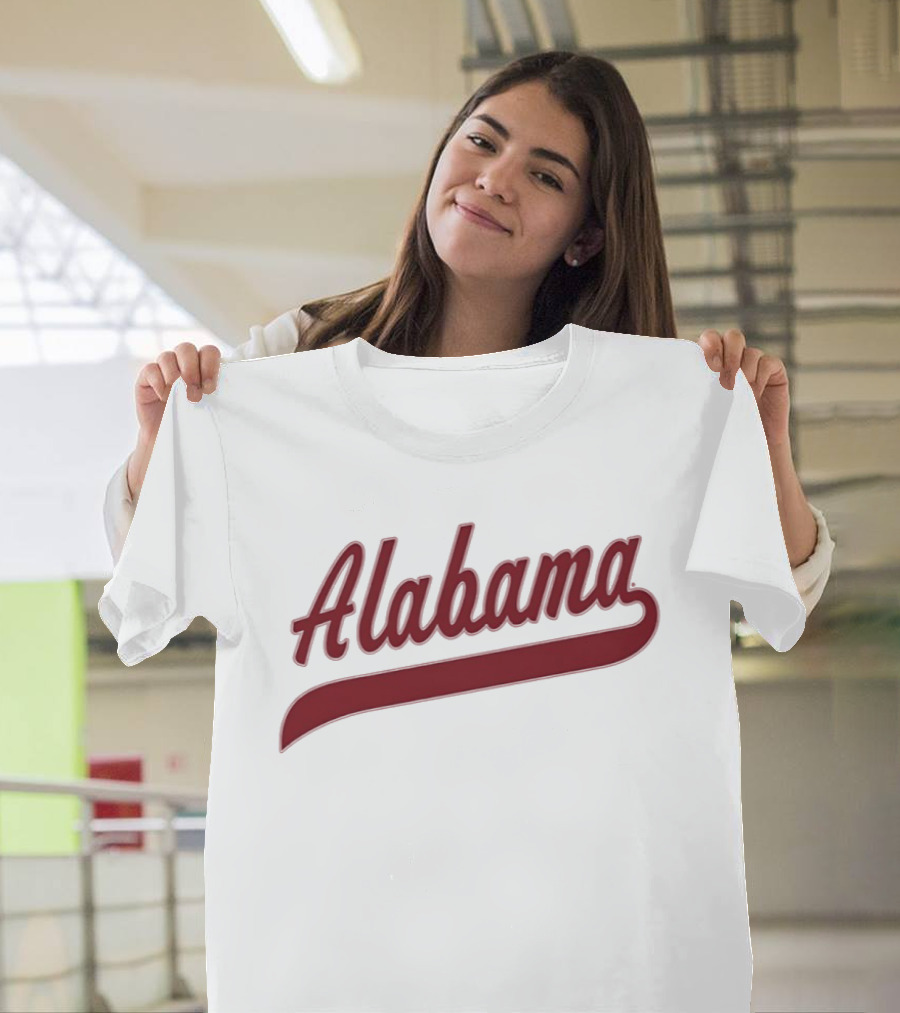 Alabama Baseball Cursive Style Lettering T-Shirt