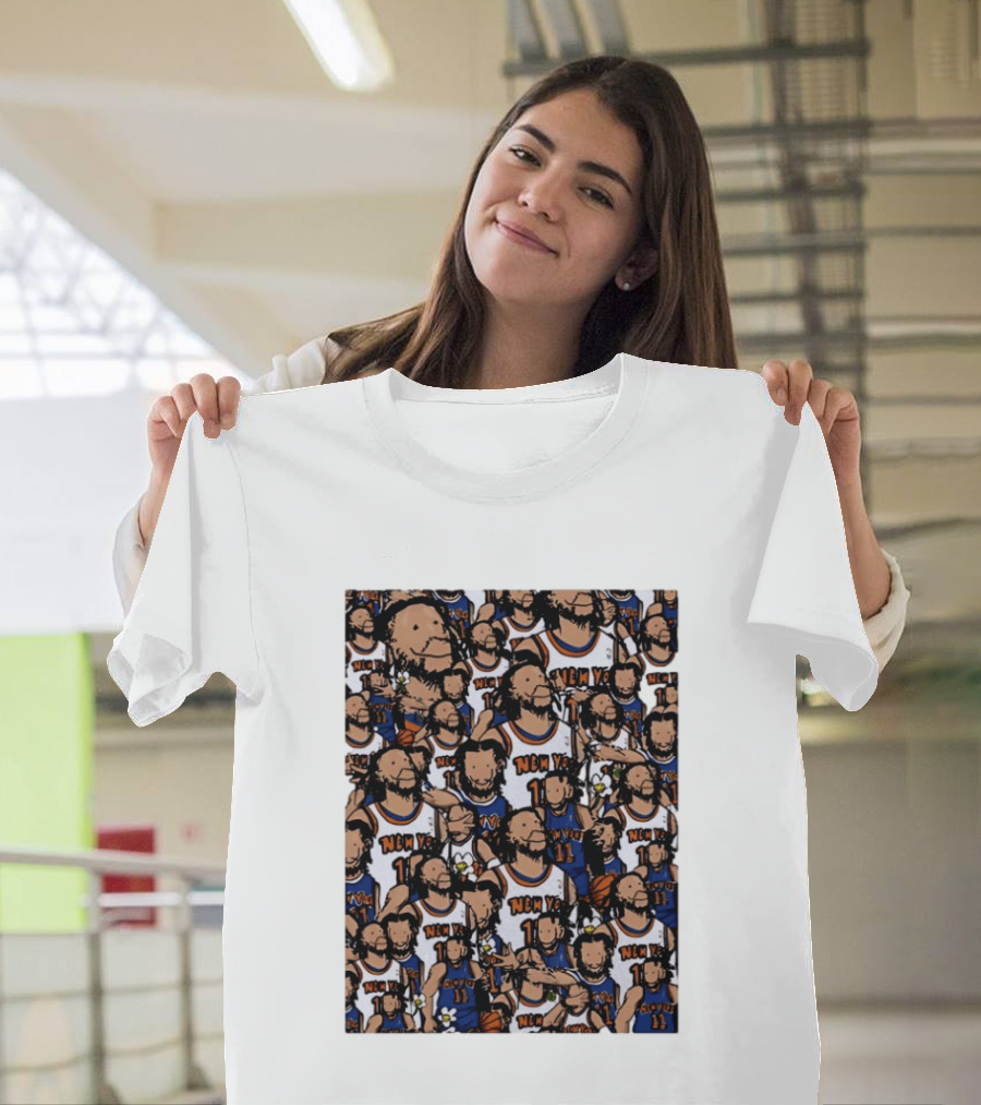 Jalen Brunson New York Knicks Number 11 NEMY Cartoon Collage T-Shirt