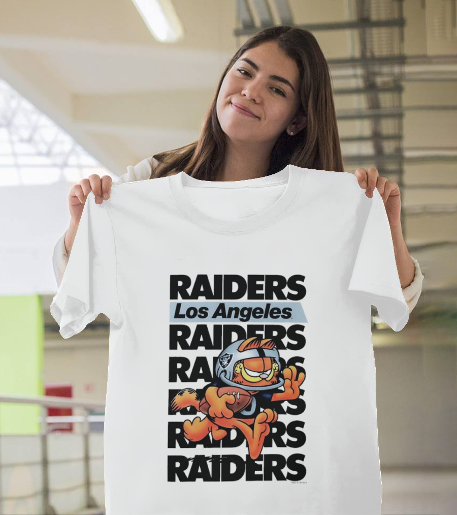 Los Angeles Raiders Orange Cat Football Helmet Running T-Shirt