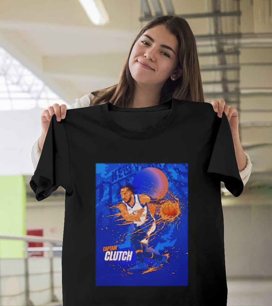 New York Knicks Captain Clutch Jalen Brunson Basketball Flames 2026 T-Shirt