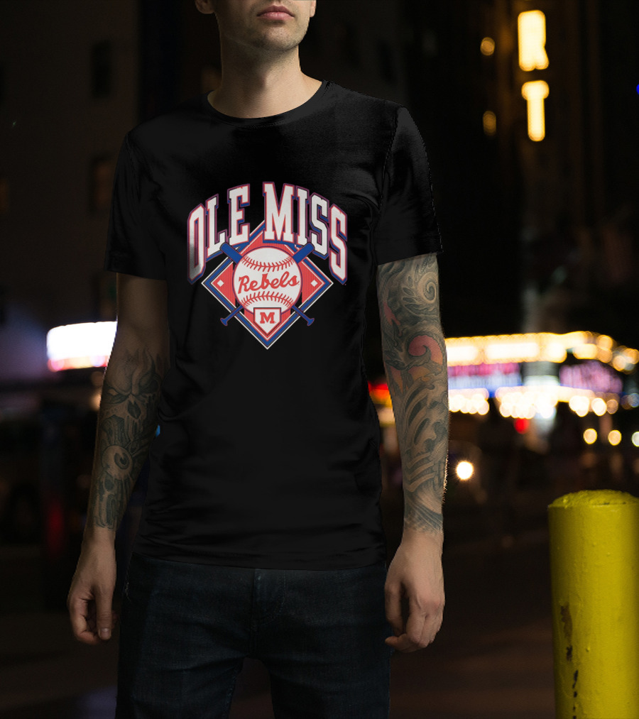 Ole Miss Rebels Baseball 2026 Team Merchandise Featuring Classic Logo And Red Baseball T-Shirt