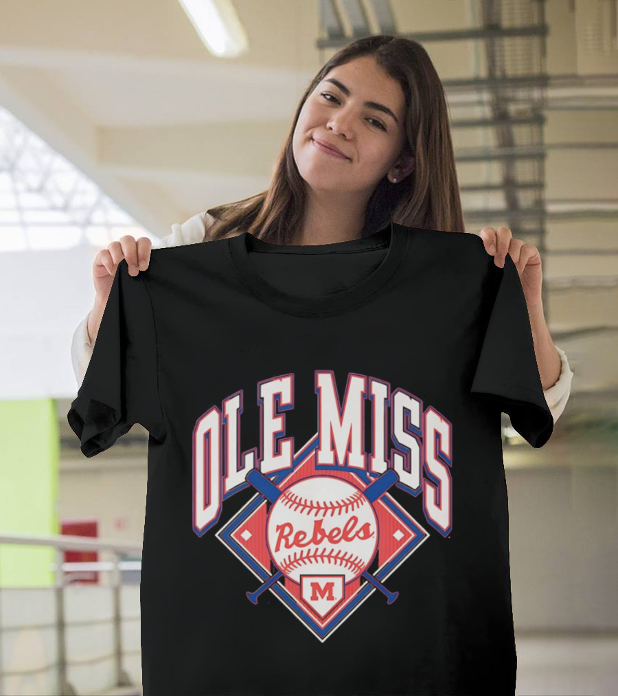 Ole Miss Rebels Baseball 2026 Team Merchandise Featuring Classic Logo And Red Baseball T-Shirt
